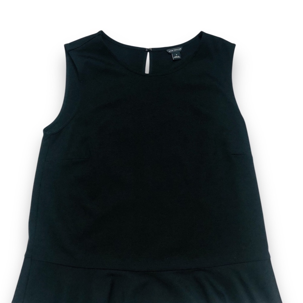 Ann Taylor Black Tank Top with Minimalist Design